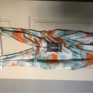 Pretty Little Thing Satin Plunge Wrap Bodycon Dress